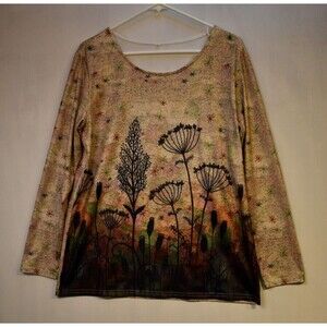 Women's Long Sleeve Stars Long Sleeve plants Shirt Blouse XL